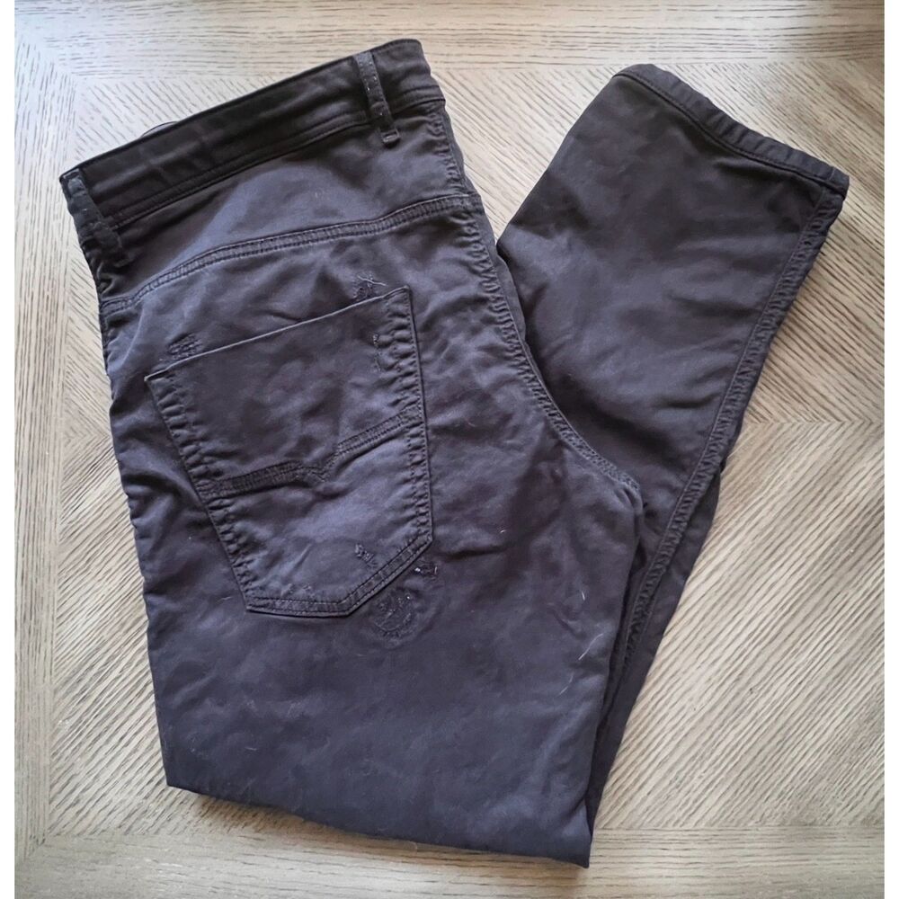Diesel Krooley CB-R-NE 0689C Distressed Drawstring Black Jeans Carrot 38/29